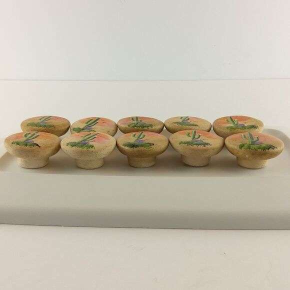 10 Southwestern clay hand-painted cabinet pulls - Picture 9 of 16